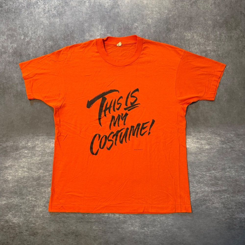 Vtg 1989 Hallmark This Is My Costume Halloween Tee XL Orange Single Stitch 80s